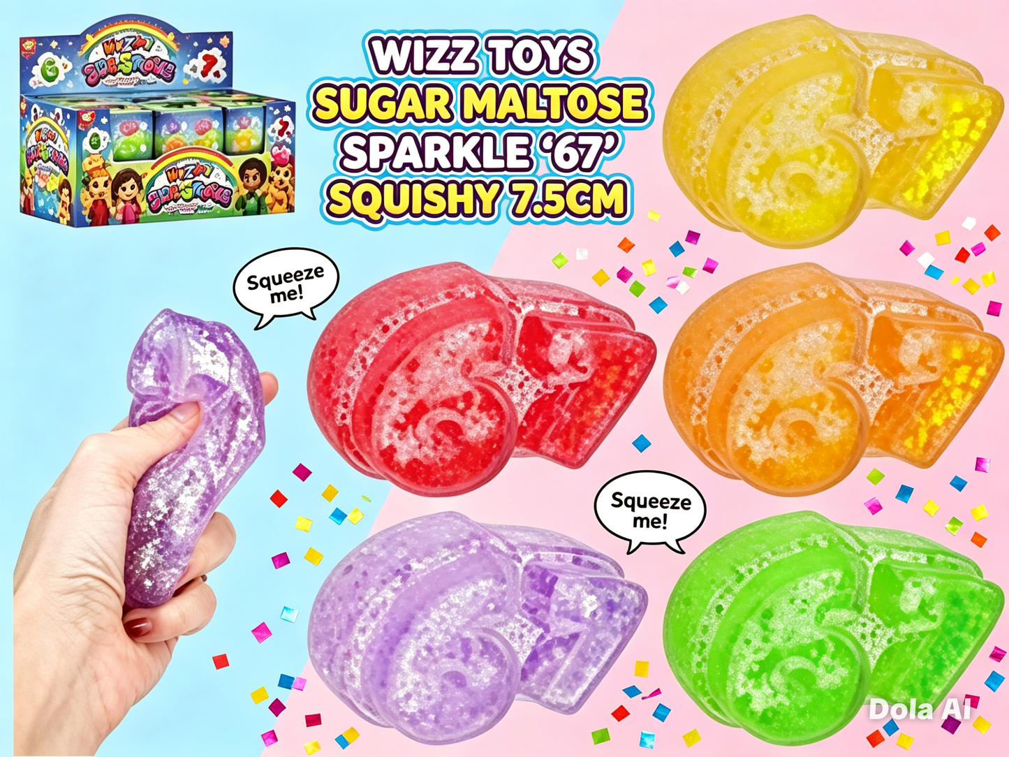 WIZZ TOYS SUGAR MALTOSE SPARKLE '67' SQUISHY 7.5CM