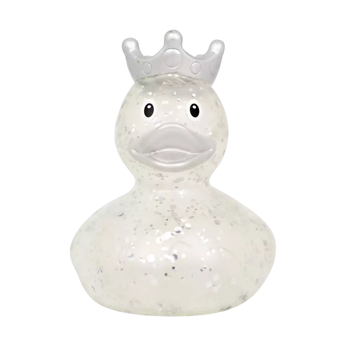 GLITTER DUCK WITH CROWN, SILVER