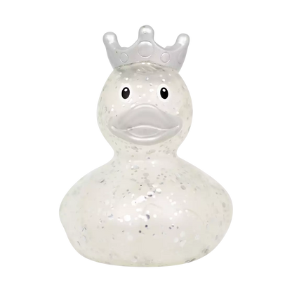 GLITTER DUCK WITH CROWN, SILVER