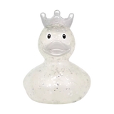 GLITTER DUCK WITH CROWN, SILVER