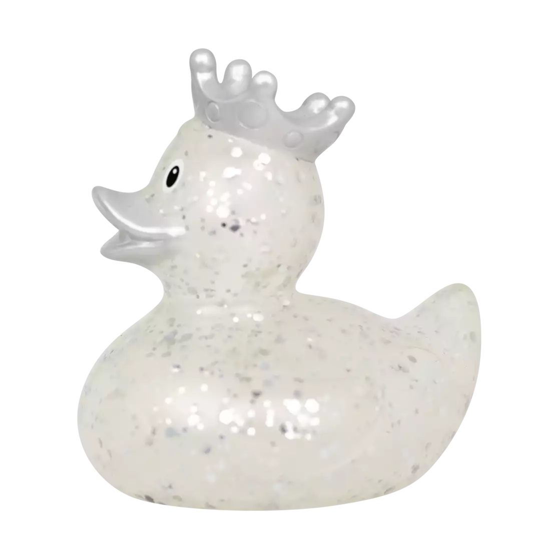 GLITTER DUCK WITH CROWN, SILVER