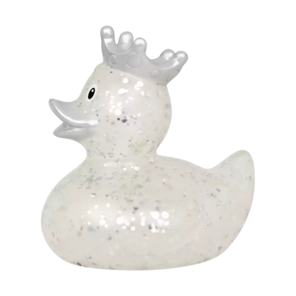 GLITTER DUCK WITH CROWN, SILVER
