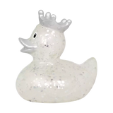 GLITTER DUCK WITH CROWN, SILVER