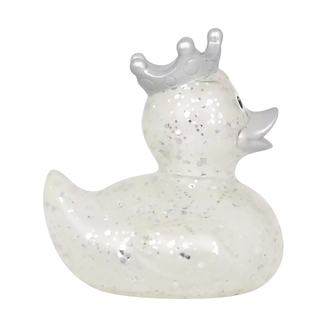 GLITTER DUCK WITH CROWN, SILVER
