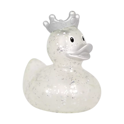GLITTER DUCK WITH CROWN, SILVER