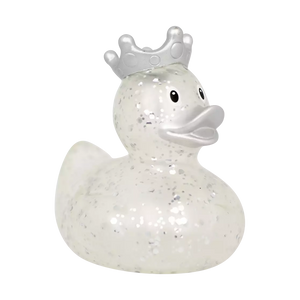 GLITTER DUCK WITH CROWN, SILVER