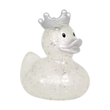 GLITTER DUCK WITH CROWN, SILVER